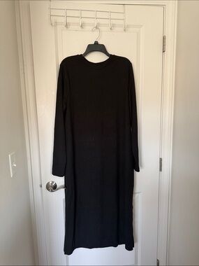 Black Long Sleeve Midi Dress - Minimalist Women’s Dress